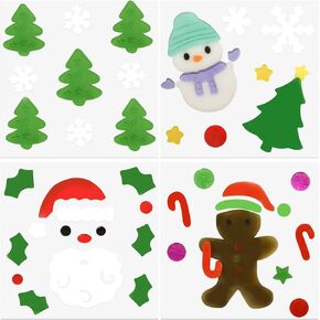4Pcs Christmas Gel Window Clings for Kids, Cute Santa Christmas Tree Snowflake Window Clings Easy to Use Christmas Window Decorations Winter Jelly Stickers, Christmas Window Decors Supplies