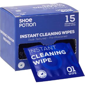 Shoe Cleaner Wipes Remove Dirt and Stains - Pre-Moistened, Quick-Dry Formula - 15 Count - Ideal for Sneakers, Athletic Shoes, and More