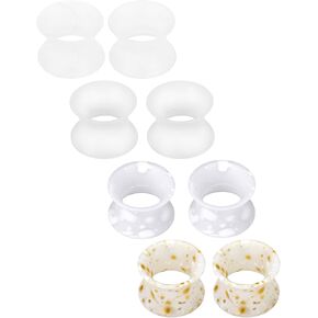 Yaalozei 6G 4G 2G 0G 00G 12mm 14mm 16mm 18mm 20mm Ultra Thin Silicone Gauges Plugs Tunnels Earrings Flexible Flesh Tunnel Expander Stretching Gauge Earlets Plug Set White Gauges