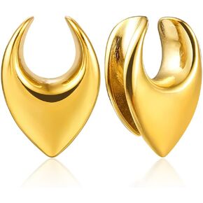 2Pcs Elegant Saddle Ear Plugs Tunnels Gauge Earrings for Women, Size 0g - 1 inch Hypoallergenic Stainless Steel Ear Gauges for Ears Body Jewelry