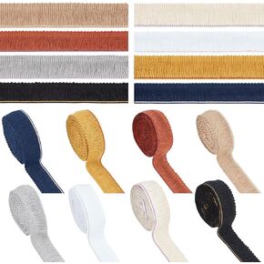 BENECREAT 21.8 Yards 8 Colors Polyester Fringe Tassel Trim, 1 inch Wide Boho Tassel Fringe Ribbon Decoration for DIY Sewing Craft, Lamp Shade, Wedding Dress, 2.7 Yards/Color