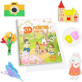 3D Pen Printing Drawing Book, Reusable Colorful Thick Paper Template with A Temperature Resistant Transparent Board, 40 Original Patterns Painting Graffiti Copy Book for Kids DIY Gift