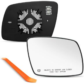Compatible with Dodge Journey Driver Side Mirror 2009 2010 2011 2012 2013 2014 2015 2016 2017 2018 2019, Left Side Mirror Glass Replacement, Chrome, Power Heated with Backing Plate