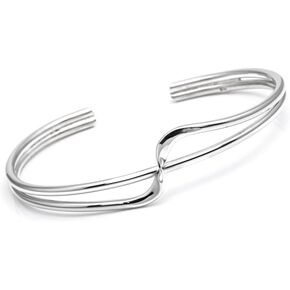 Womens Silver Bangle Bracelet - 925 Sterling Silver Plain Twisted Style Bangle for Women