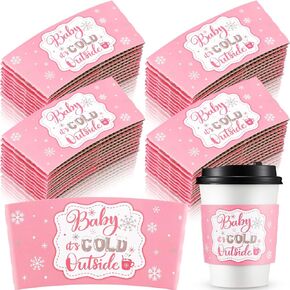 60 قطعة من Yexiya لعيد الميلاد المجيد للأطفال من الخارج وأكمام أكواب الشاي والقهوة تناسب 12oz 16oz أكمام أكواب ورقية للاستعمال مرة واحدة لمشروبات الشوكولاتة الساخنة ومشروبات الكاكاو ومستلزمات حفلات عيد الميلاد (أحمر أبيض)