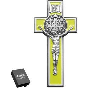 St Benedict Cross Medal for Car Saint Benedict Crucifix Visor Clip Accessories Bless Driving Safety Religious Gift for Parent, Family, Friend, Driver (Black)