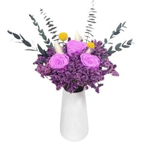 aphrophina Flowers for Delivery Prime,Preserved Flowers,Preserved Flowers Bouquet,3 Preserved Roses,Ceramic Vase Included,for Home Décor, Room Décor,Table Décor