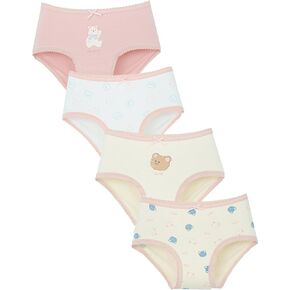 4 Pack Kids Little Girls Cotton Boyshort Underwear Soft Briefs Hipster Underwear Toddler Training Underwear