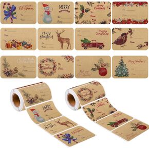 Aneco 360 Pieces Christmas Gift Labels Self Adhesive Gift Tag Stickers Decorative Present Stickers with Christmas Plants in 12 Designs for Christmas Presents & Packages, 3.15 x 2 Inches, 2 Rolls