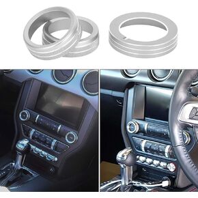 Headlight Media Volume Tune Control Switch Knob Cover Ring for Ford for Mustang 15-21 / Interior Decal Trim/Stylish Aluminum Alloy / 3 Pcs Green