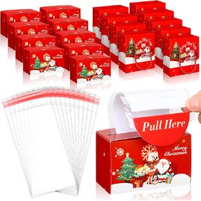 9 Pcs Christmas Money Dispenser and 9 Pcs Gift Bag Set Christmas Cash Gift Boxes with 200 Transparent Bill Holders for Gifting Money Christmas Party