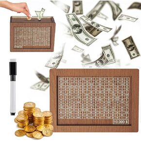 Wooden Coin Bank, 10k Savings Challenge Box, 10,000 Savings Box, Save 10000 Money Challenge Box, Wooden Digital Piggy Bank, Wooden Coin Bank Box, Wooden Coin Bank with Numbers (10000$)