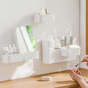 منظم حائط لملفات البلاستيك مكون من 4 عبوات، منظم ملفات جداري معلق ذاتي اللصق، 3 مقاسات، منظم ملفات ورقية مثبتة على الحائط بجيوب واحدة وصناديق حائط للحمام والمكتب والمنزل، باللون الأبيض in Kuwait