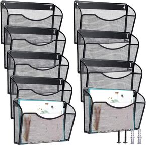 Sepamoon 9 قطع حامل ملفات شبكي مثبت على الحائط، جيوب معدنية للملفات الجدارية، منظم للتعليق على الحائط، مجلدات جدارية شبكية لملفات المكتب المنزلي، مجلة رسائل المستندات in Kuwait