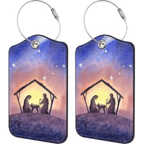 2 Pack Luggage Tags for Suitcases Watercolor Floral Leather Luggage Tag, Identifiers with Privacy Name ID Label and Metal Loop for Men Women Travel Bag Suitcase