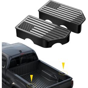 American Flag Stake Pocket Covers for 2019-2024 Chevy Silverado/GMC Sierra 1500, 2020-2024 GMC Sierra 2500/3500HD, Truck Bed Rail Caps Covers Rear Caps Bed Rail Holes Covers,(Black, 2-Pack)