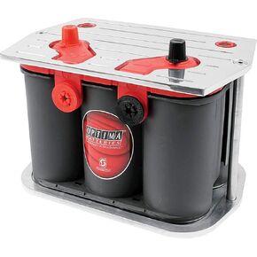 Allstar-ALL76107 Battery Tray, Ball Milled, Aluminum, Polished, Optima Blue/Red/Yellow Top Batteries, Type 34/78, Each Battery not included.