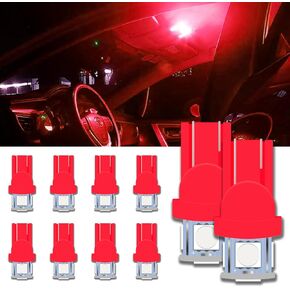 168 T10 2825 5SMD LED Bulb, 10PCS DC 12V T10 Wedge 194 6000K LED Light Bulb License Plate Bulb 158 501 W5W Interior Car Lights Dome Map Door Trunk Courtesy License Plate Lights(Pink)