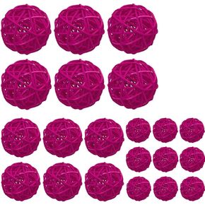 Wicker Rattan Balls Bag, Garden, Wedding, Party Decorative Crafts, House Ornaments, Vase Fillers Decorative Orbs Natural Spheres Christmas Tree. Set of 21. (White)