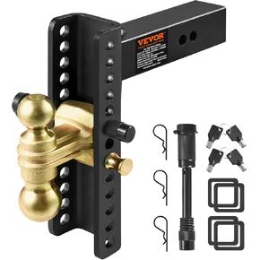 VEVOR Adjustable Trailer Hitch, Fit 2-Inch Receiver, Trailer Hitch Ball Mount with 2-Inch Ball & Pin, 7500 lbs Capacity Ball Hitch, 9-Inch Drop, Tow Hitch for Heavy Duty Truck with Carbon Steel, Black