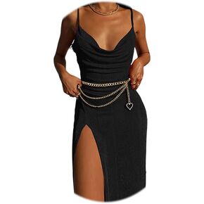 Eyraevor Multilayer Chain Belt Women Fashion Gold Waist Chain Rhinestone Heart Metal Body Chain Belt for Dress