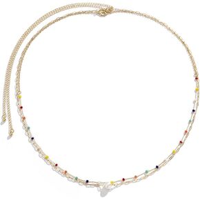 Waist Chain Belts for Women, Pants Chain Pocket Waist Chain for Girls, Beaded Waist Chain Belts for Women Multi-Layer Pearl Waist Body Chain Jewley Gift for Her