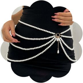 Pearl Waist Chain Belly Tassel Body Chain Pearl Body Jewelry Layered Pearl Belt Summer Beach Body Accessories