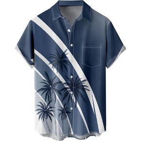 Mens Hawaiian Shirts Regular fit Short Sleeve Button Down Shirt Tropical Holiday Beach Printed Shirts
