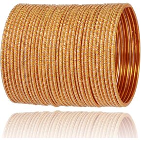 Sukh Collection Jewellery Bangle Collection Indian Bollywood Aluminum Metal Textured Multi Colors Designer Jewelry Special All Size Bangle Bracelets Set of 32 Pcs in Gold Tone for Women