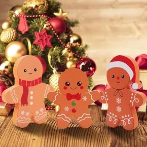 Gingerbread Man Christmas Decorations Indoor, Cute Gingerbread Man Tiered Tray Decor Set of 3, Wooden Gingerbread Man Blocks Xmas Table Decoration for Party Home Office Shelf Door (2024)