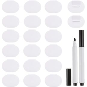 uxcell Basket Labels for Storage Bins, 30Pcs Reusable Removable Bin White Basket Labels Clip-On with 2Pcs Black Chalk Marker Bin Labels for Bin Clips, Basket Tags (Oval) in Kuwait