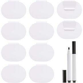 uxcell Basket Labels for Storage Bins, 30Pcs Reusable Removable Bin White Basket Labels Clip-On with 2Pcs Black Chalk Marker Bin Labels for Bin Clips, Basket Tags (Oval)