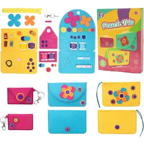 Sewing Kit for Kids - Learn to Sew 3 Felt Pouches - 72 Pieces with Step-by-Step Video Tutorials & Instruction Guides to Make Fashion Accessories - Sewing Crafts Kit for Beginners Ages 10 & Up