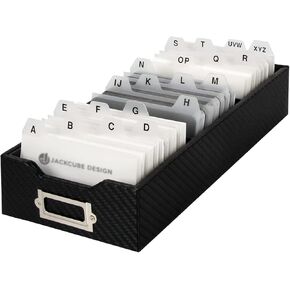 J JACKCUBE DESIGN JackCubeDesign Carbon Fiber Business Card Organizer Coupon Holder Name Card Organizer Name Card Holder With Removable Divider For Desk(4.29 x 1.76 x 9.75 inches)- :MK171