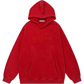 Aelfric Eden Mens Hoodies Oversized Vintage Acid Wash Hoodie Heavyweight Cotton Fleece Hoodies Hooded Sweatshirt Streetwear