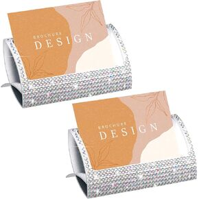 Fuutreo 2 Pcs Bling Aluminum Business Card Holder AB Color Business Card Display Desktop Table Top Business Card Organizer for Desk Rhinestone Business Card Stand Business Accessories for Office