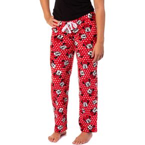 Minnie Mouse Pajama Pants Disney Woman's Minnie Mouse Plush Fleece Pants Junior's Pajama Pants Adjustable Waist