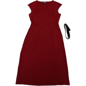 Allegra K Work Office Dress for Women's 2024 Cap Sleeve Elegant Cinched Waist Pockets A-Line Midi Dress