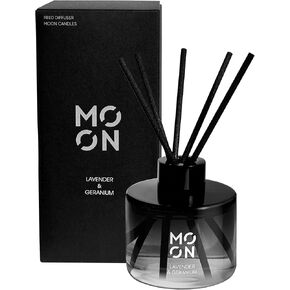 Reed Diffuser Set by Moon Candles | Scented Sticks for Long-Lasting Home Fragrance | Grapefruit & Passion Flower Aroma | Elegant Room Diffuser for Relaxation & Decor | Non-Toxic, Clean Scent