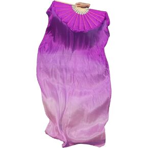 Winged Sirenny 1 Piece 70"(180 cm) Belly Dance Silk Fan Veil, Adjustable Worship Praise Flag Streamer (Peacock Green Fading)
