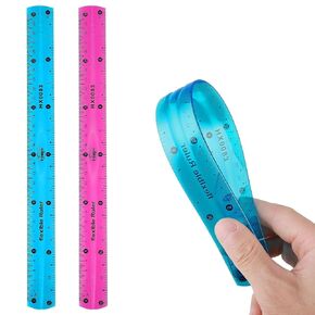 2 PCS Flexible Ruler 12 inch/30cm Bendable Ruler Plastic Ruler Shatterproof Straight Edge Ruler Soft Bendable Ruler Kids Ruler for Kids & Adults School Classroom Office