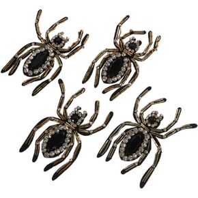 4Pcs Cool Rhinestones Spider Applique Patch, Diamond Spider Sew On Patch,Cute Pet Animals Sew on Patches for DIY Clothes
