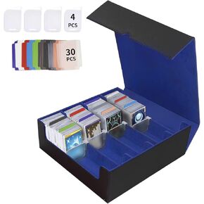 Trading Card Storage Box,card storage box,Quadruple Mtg Deck Box Holds 3000+ Cards,PU Leather Magnetic Closure Card Deck Box for Magic Commander trading card box Deck Box Mgt（Black and Red