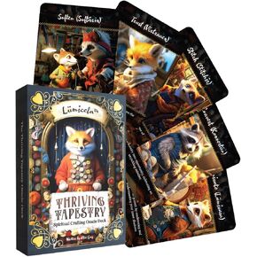 Thriving Tapestry Oracle Deck – 40 Gold-Foil Cards for Manifesting Creativity with Foxes & Raccoons, Tools for Inspiration, Manifestation & Spiritual Growth