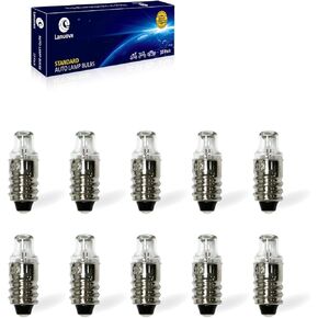 10Pack 222 Flashlight Bulbs 2.2V 0.25A Mini Screw Base Light Bulbs E10 Screw Base Mini Lamps Miniature Screw Base Light Bulbs for Home Experiment Circuit Electrical
