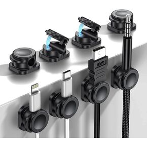 [8 Pcs] Cord Organizer, Magnetic Cable Clips Cable Management, Wire Organizers with Enhanced Adhesive, Desk Organizer Office Desk & Computer Accessories for Office Desk Nightstand Wall Black1