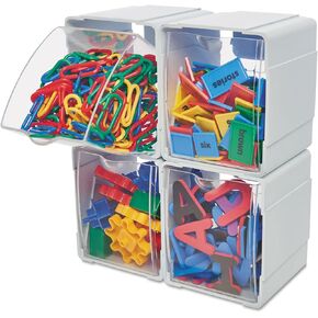 Deflecto Tilt Bins, 5.2" x 5.54" x 4.65", White, 4-Pieces (421103)