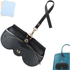 Soft Leather Sunglasses Bag, Portable Glasses Case, Slim Sunglasses Pouch, Travel Glasses Organizer Bag with Strap