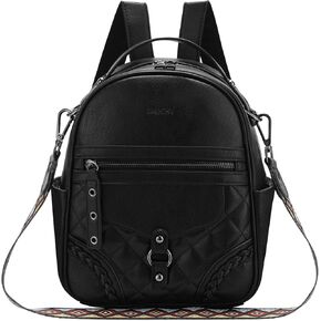 VASCHY Small Backpack Purse for Women, Cute Vegen Leather Mini Backpack for Lady with Guitar Shoulder Bag Handbag Strap Coffee