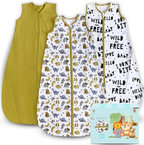 Cute Castle Baby Sleep Sack 6-12 Months - Lightweight 100% Cotton 2-Way Zipper TOG 0.5 Infant Wearable Blanket, Newborn Essentials Toddler Sleep Clothes, 3 Pack(Pink, Bear, Bear Claw) in Saudi Arabia